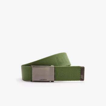 Lacoste Engraved Lacoste Plate Buckle Woven Belt - Pásy Pánské Zelene | CZ-RUlzmi